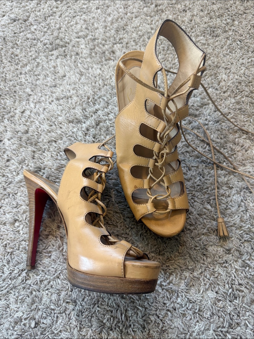 Christian Louboutin Miss Fortune Lace Up Platform Gladiator sandals